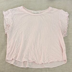 Joah Brown Soft Pink Ruffle Sleeve Tee